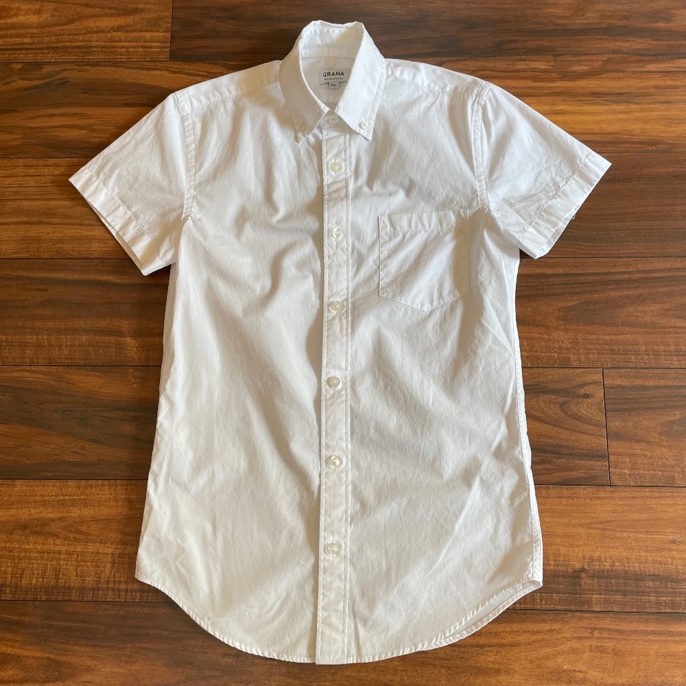 Grana French Poplin Cotton short sleeve shirt white xxs